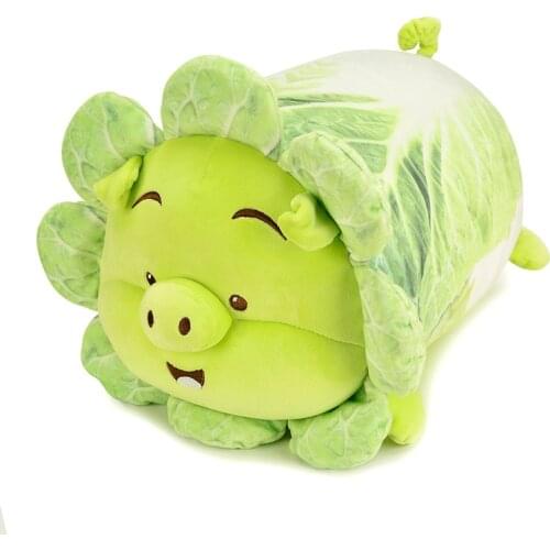 Creative Green and White Chinese Cabbage Pig Plush Toy Soft Cartoon Vegetable Pig Plants Stuffed Doll Comfortable Pillow Gifts