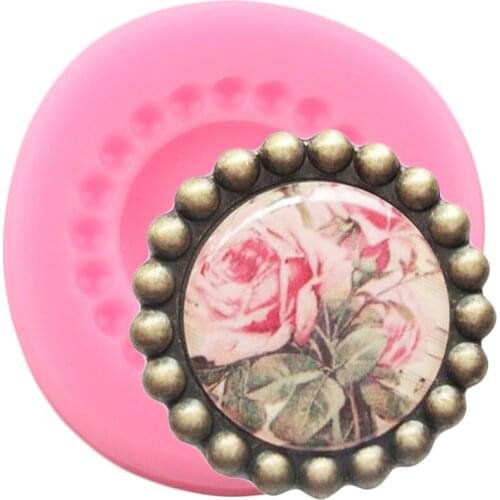Round Bead Frame Silicone Molds Relief Steampunk Cupcake Topper Fondant Cake Decorating Tools Candy Chocolate Gumpaste Moulds