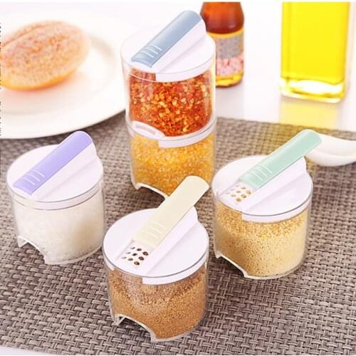 Kitchen Stackable Seasoning Jar Salt Shaker Sugar Bowl Seasoning Pot Bottles Spice Jars Set 5 Pieces Condiment Storage Holder