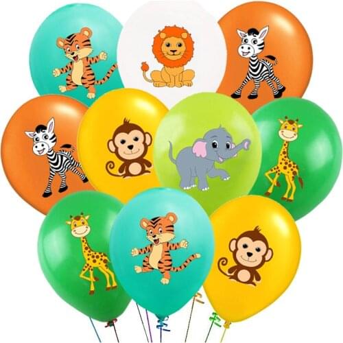10pcs Jungle Animal Latex Balloon Happy Birthday Party Decor for Kids Forest Theme Balon Jungle Safari Animal Ballon Lion
