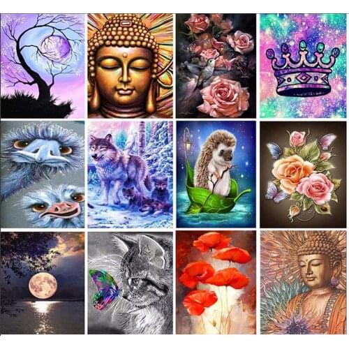 20 Pattern Round Diy Diamond Painting Cross Ctitch Kits 5D Diamond Mosaic Embroidery Flower Owl Mosaic Painting New Year Gift