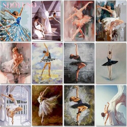 SDOYUNO Ballet Girl Paint By Number Drawing On Canvas HandPainted Painting Art Gift DIY Pictures By Number Figure Kits Home Deco