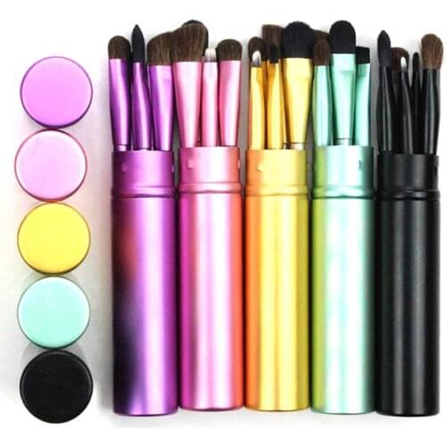 5 Pieces Eye Makeup Brush Set Travel Portable Applying Eyeshadow Eyeliner Eyebrow Brush Lip Professional Makeup Brush Kit