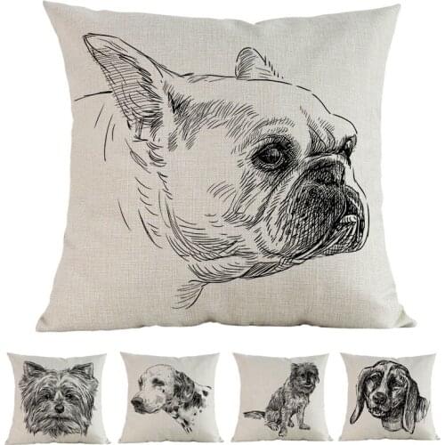 Animal Pet Dog Husky Chihuahua Yorkshire- Terrier Bulldog Dalmatian Throw Pillow Case Home Sofa Car Decorative Cushion Cover