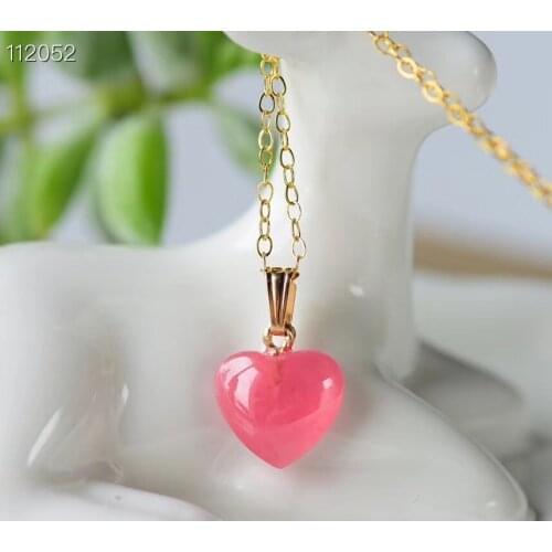 10mm Natural Rhodochrosite Crystal Pendant Necklace For Woman Men Heart Beads Argentina Love Stone 14K Gold Chains Jewelry AAAAA