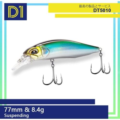 D1 fishing minnow lure realis rozante wobblers vibration Saltwater DT5010 77mm/8.4g suspending jerkbait for seabass pike perch