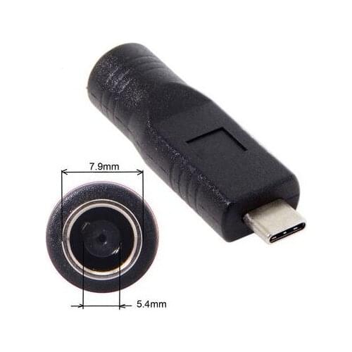DC Jack 7.9*5.4mm Input to USB-C Type-C Power Plug Charge Adapter for Laptop Phone