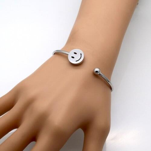 Adjustable stainless steel with smile face bracelet