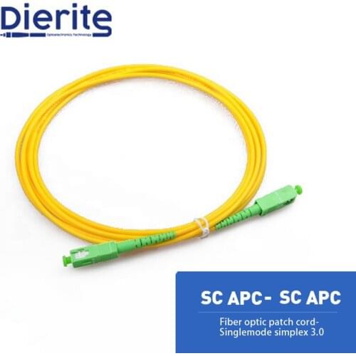 SC APC to SC APC Singlemode Simplex PVC Fiber Optic Patch Cord 3.0mm 9/125um FTTH Fiber Patch Cord Optical Jumper 3m 5m 10m 30m