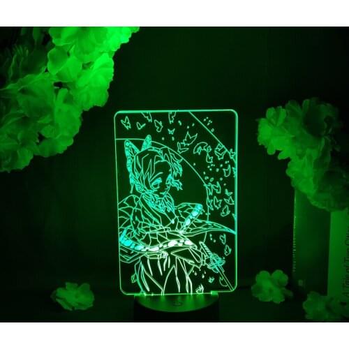 Shinobus Serenity LED Anime Lamp Manga Demon Slayer Figurine Featured Nightlight Kawaii Bedroom Decoration Harajuku Girls Gift