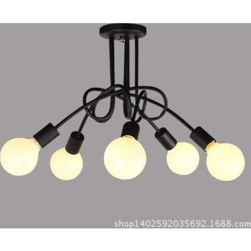 Nordic Vintage 3 5 Light LED Edison Chandelier Metal Black White Light Pendant Ceiling Lamp Coffee Shop Club Store Restaurant