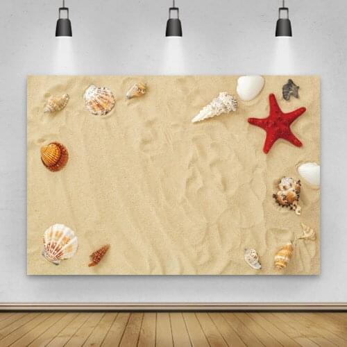 Vinyl Backgrounds For Photography Summer Sand Beach Shell Coral Starfish Party Baby Newborn Portrait Photo Backdrop Photo Studio