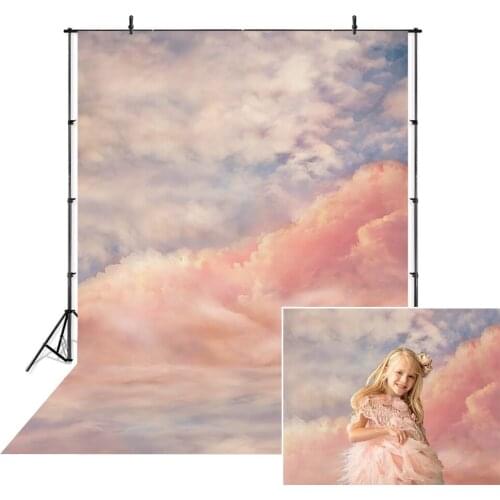Pink Clouds Girl Photography Backdrop Fantasy Sky Texture Blue Sky Sunshne Kids Adult Portrait Background Vinyl Photo Studio