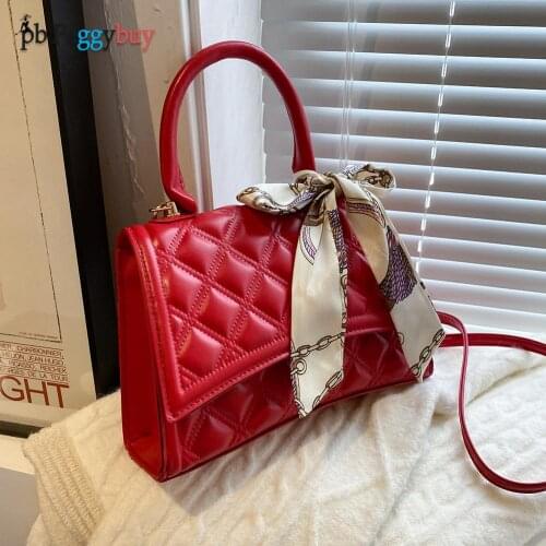 Vintage Women Casual Crossbody Shoulder Bag Silk Scarf PU Leather Flap Messenger Bag Leisure Shopping Handbags