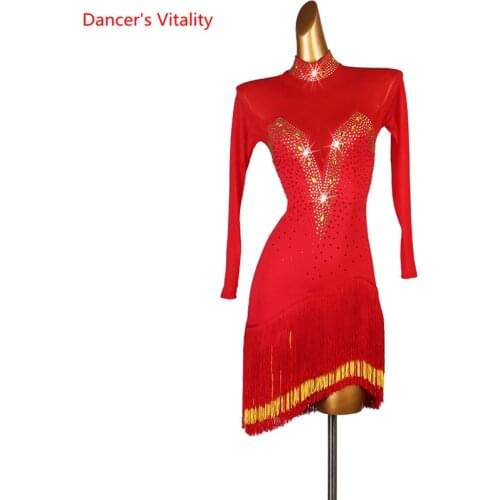 High-end Tassel Drill Latin Dance Dress Elegant Skirt Latin Dance Dress Adult/Child Latin Dance Dress New Latin Dress