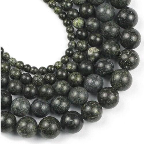 YHBZRET Natural Stone black Green Polar Jaspers Round Loose beads for Jewelry making DIY bracelets accessories 4/6/8/10/12MM