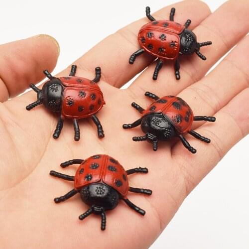 10pcs New Plastic PVC Simulation Small Insect Beetle Ladybug Model Childrens early education teaching aids gardening decoration