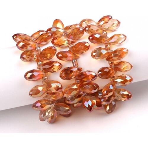 100pcs 6*12mm A half wine red plating Quartz Faceted Crystal Glass Teardrop Beads Crystal Loose Beads DIY free shipping