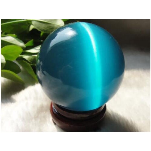 50mm Hot Sell ASIAN QUARTZ Sky blue CAT EYE CRYSTAL BALL SPHERE