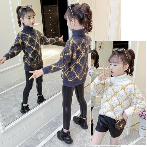 Kids Girl Sweater knitting Pullover Baby Winter Tops warm teenage Sweaters Autumn Boy Girl winter Sweater Pull 4-14 YEARS