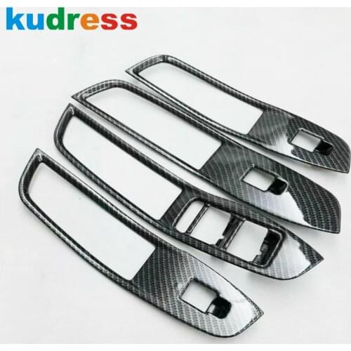 For MG Zs SUV 2017 2018 2019 2020 Carbon Fiber Inner Door Window Lift Switch Panel Cover Trim Car Interior Accessories 4pcs LHD