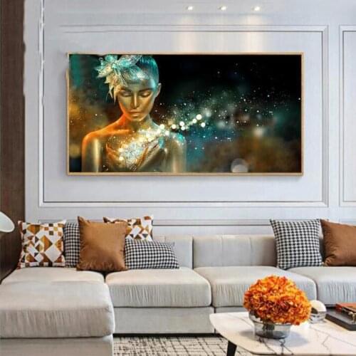 Fantasy Black Golden African Woman diamond painting cross stitch diamond mosaic embroidery full drill handmade, Sexy Girl N759