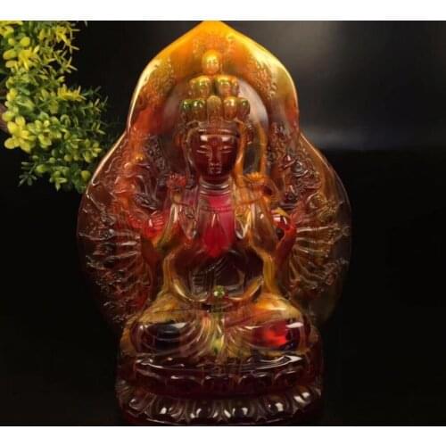 China imitation amber thousand hand Guanyin crafts statue