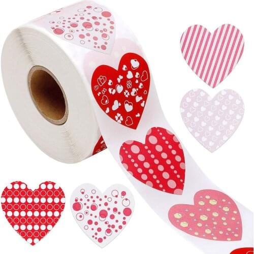 50-500pcs heart shape Valentines Day stickers Birthday Party Seal Labels good cute stickers Box Tag FAVORS labels
