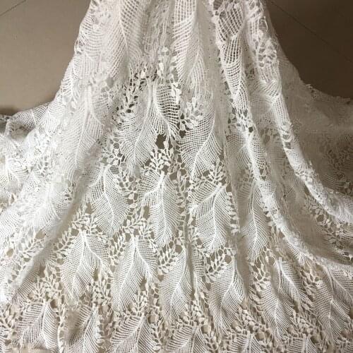 1yards White African Lace Fabrics Water Soluble Guipure Lace Fabric High Quality Nigerian Cord Lace Fabric For Wedding Dresses