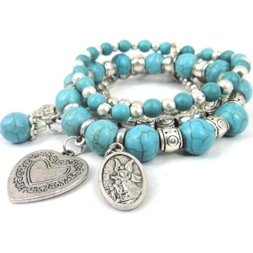 MOODPC Free drop shipping Fashion women beads with heart ,flower charm ladies elasticity bracelet