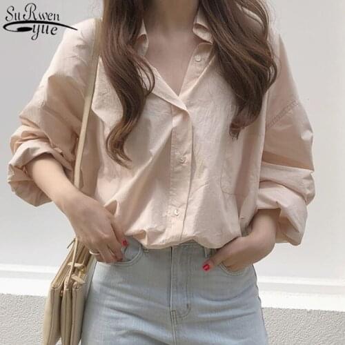 New Fashion 2021 Long Sleeve Blouse Women Elegant Basic Solid Shirts Gentle Pink Chic Womens Shirts Office Lady Blusas 11361