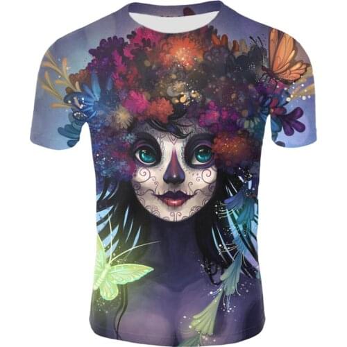 New 2019 Summer Big Boy Girl Brand Skull T shirt Skeleton T-shirts Flower Tshirt Funny 3d T-shirt Children Hip Hop Kids Clothing