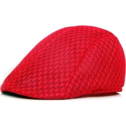2017 New 10 Colors Men Women Berets hat Hollow Mesh Hat Beret peaked cap forward breathable sun hat in summer red white black