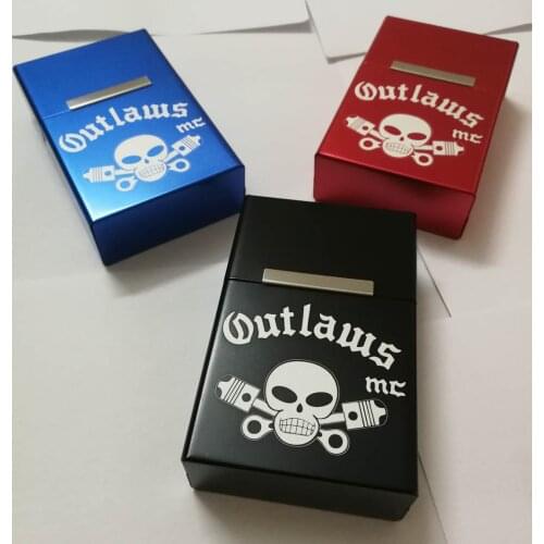 New Arrived Motorcycle Biker Cigarette Case of 20pcs smoking gift accessories for Outlaws MC Cigarette Case Box
