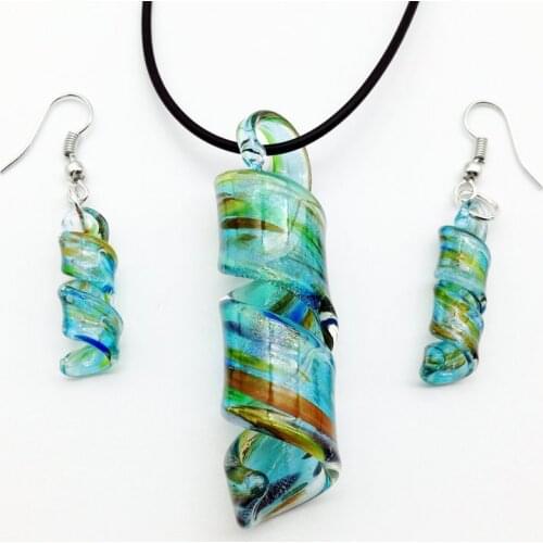 6Set Swirl Lampwork Murano Glass Beads Necklace Earrings FASHION 57 x 18 mm