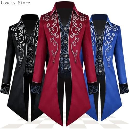 Victoria Prince Costume Coat Halloween Tuxedo Trench Tailcoat Outfit Mens Gothic Punk Swallow Slim Fit Dress Suits For Adult