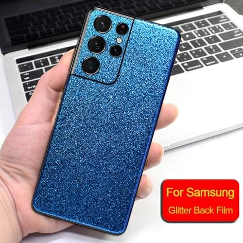 2021 New Flash Glitter Bling Back Film For Samsung Galaxy S21 Ultra S20 S10E S9 Skin Back Cover Note 10 Plus 7 8 9 Wrap Sticker