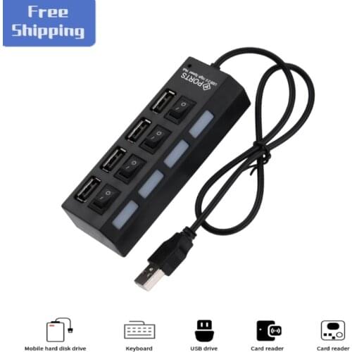 USB 2.0 Hub Splitter Adapter Switch Dock Station 4/7 Ports Indicator Light Multiple Expander for PC Accessories разветвитель