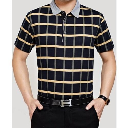 Lapel Cotton Breathable Plaid Shirt 2021 New Summer Polo Homme Men Fashion Short Sleeve Shirts Mens Business Casual Polo