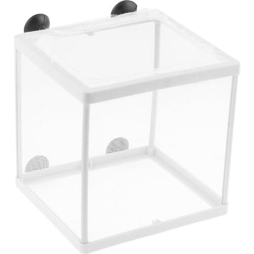 Fish Tank Plastic Frame White Net Fry Hatchery Breeder w Suction Cups Plastic & Polyester Aquarium Net Breeder