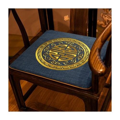 Chinese Embroidery Joyous Ethnic Seat Cushions Sofa Dining Chair Anti-Slip Comfort Pads Office Home Decorative Armchair Sit Mat