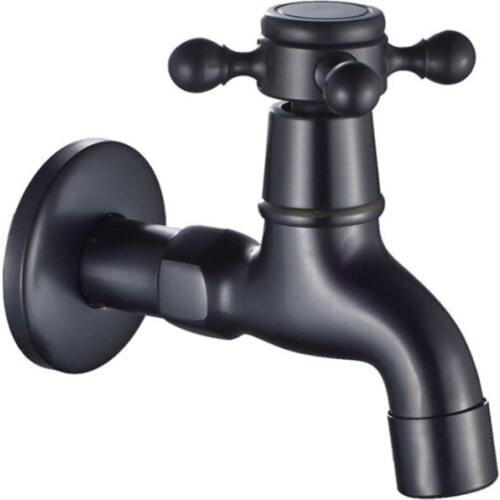Longest Tap for Outdoor Garden Black Brass Wall Mount Bathroom Corner Washing Machine Faucet Bath Toilet Mop Pool Taps