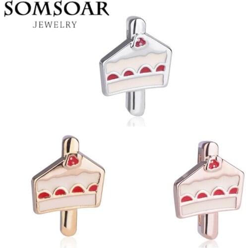 Somsoar Jewelry Piece of Cake Charms DIY fit Leather wrappable Mesh Stainless steel Bracelet 10pcs/lot