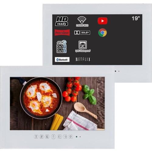 Souria 19 inch Smart Android Bathroom IP66 Waterproof Television Frameless LED Monitor Hotel Used LED TV Black/White Color