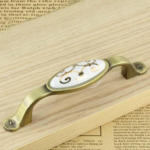 Gold Flower Antique Garden Furniture Handle Cabinet Door Handle Knobs(C.C:96mm Length:128mm)