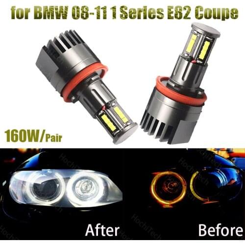 160w Led Marker Car Angel Eyes for BMW 2008-2011 1 Series E82 Coupe White LED Halo Angel Eye Headlight Bulbs