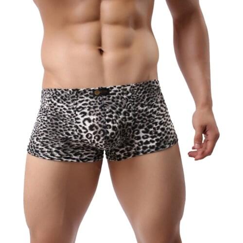Mens Underwear Knickers 2019 boxer New Leopard-Print Sexy Low-Waist Sweat-Absorbing Flat-Angle Underwear boxershorts men