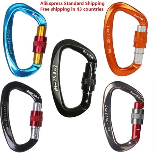XINDA 25KN Mountaineering Caving Rock Climbing Carabiner D Shaped Safety Master Screw Lock Buckle Escalade Equipement XD-Q9628