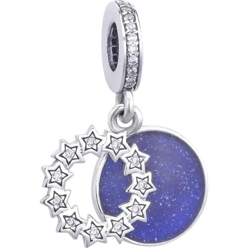 Ajax 925 Sterling Silver Starry Sky Charms Women Pendants Jewelry Making Fit Fashion Necklaces 2021 Snake Chain Bracelet