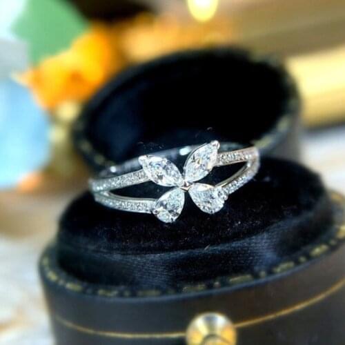 CAOSHI Aesthetic Butterfly Finger-ring for Women Charming Crystal Bridal Wedding Accessories Fancy Jewelry Gift Drop Shipping